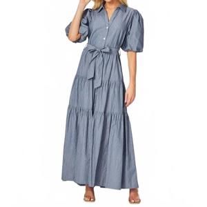 NEW BIG HIT FASHION stripe maxi dress in blue